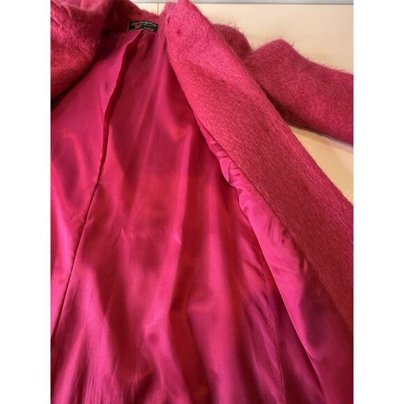 Vtg George David Fashions Pink Fuzzy Mohair Wool Coat Long Womens Sz 8 USA - Picture 5 of 9